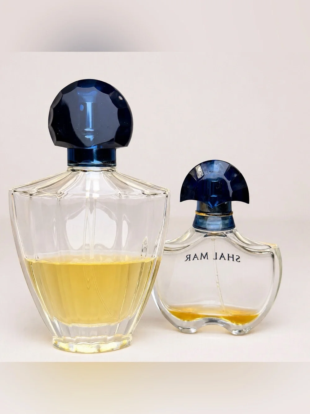 Vintage Guerlain Shalimar Bottle Set Spray w Blue Caps - Picture 3 of 8